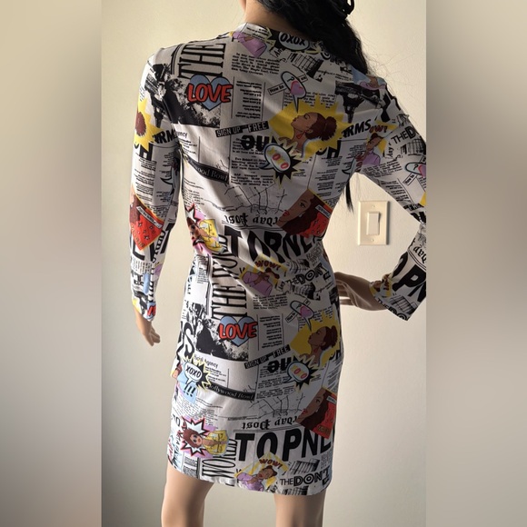 CACIA Beautiful Vintage Comic Bodycon Dress Soft Fabric Above the knee pre-own M - Picture 7 of 11